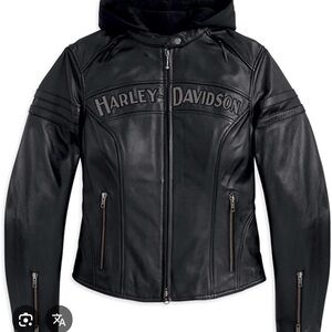 Harley-Davidson Black Hooded Leather Jacket